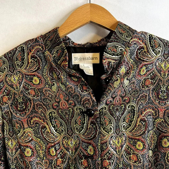 Dressbarn Silk Blend Paisley Dress Jacket Size Large - Picture 3 of 9